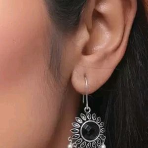 Embellished Round Cut Gem Earrings.