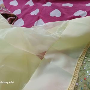 Organza Fabric Saree With Stitched Designer Blouse