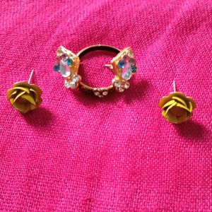 Butterfly Earring, Chain, Ring And Gifts