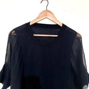 Black Transparent & Opaque Oversized Top