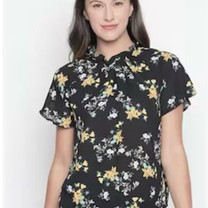 Gathered Neck Floral Top