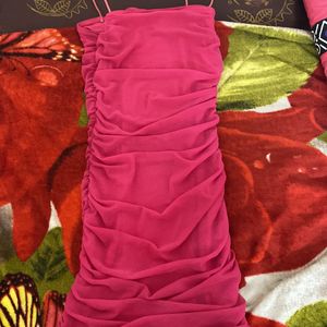 Hot Pink Ruched Bodycon Dress