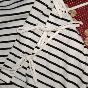 Balck And White Lining Fancy Top For Women