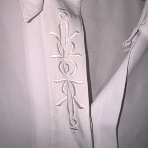 WHITE SATIN SHIRT With Shoulder Pads