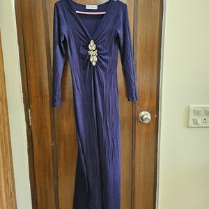 Body Hugging Long Sleeves Dress, Deep Neck.