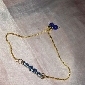 Golden And Blue Butterfly Bracelett Or Rakhi