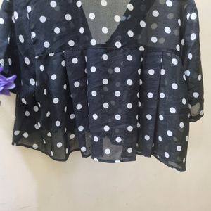 KOREAN SHEER POLKA DOTS TOP