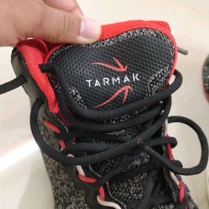 Black Red, High Ankle Non Marking Shoes