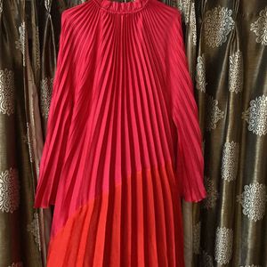 pleated maxi dress