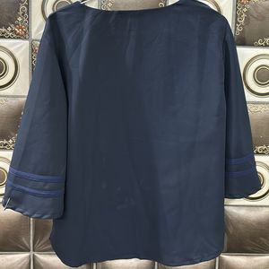 Navy Blue Bell Sleeves Partywear Top