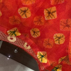 New Orange Kota Doriya Cotton Saree Women