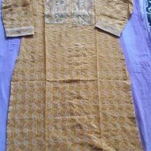 Women Yellow Embroidery Kurti