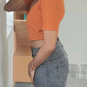 Zara Orange Aline Crop Top