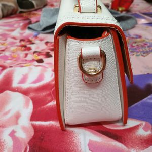 ALLEN SOLLY WHITE & RED OPEN HAND CLUTCH Chic BAG