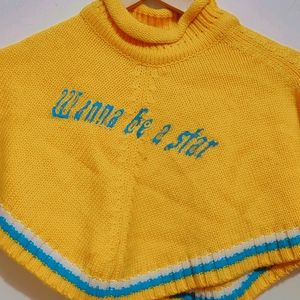 Yellow Winter Shrug Cap Muffler Set For Baby Girl