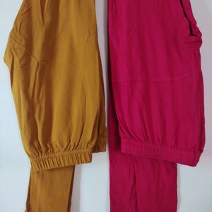 2 Leggings For Women, Pink And Mustard, 30