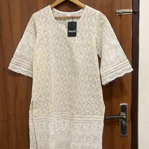 Off White Stylish Chikankari Kurta For Women