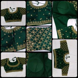 Partywear Bottle Green Heavy Work Blouse