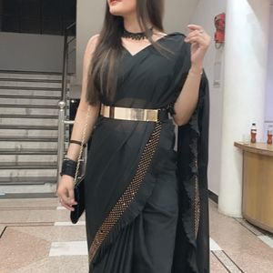 Party Wear Saree With Designer Backless Blouse