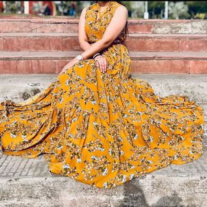 Mustard Yellow Full Flared Dress