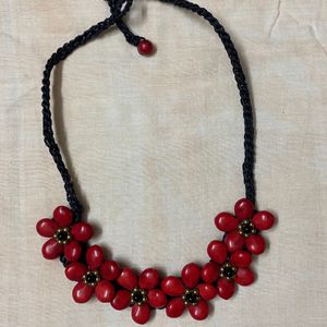 Boho Red Flower necklace