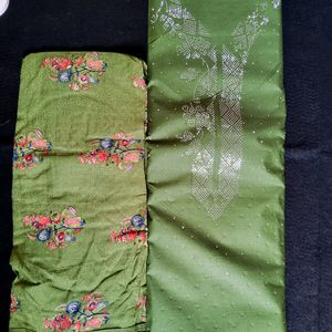 Cotton Semi-stitched Suit Printed Bottom N Dupatta