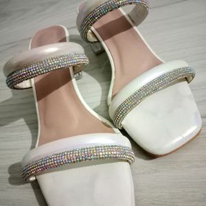 White Stone Heels For Women