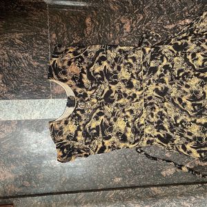 Gold And Black Floor Length Frock