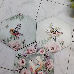 Set Of 3 Self Sticking Wall Paintings.