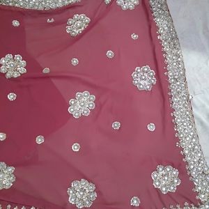 Beautiful Handwork Mehroon Saree🇶🇦with Blouse