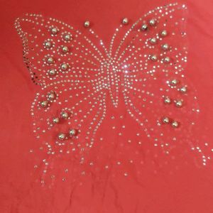 Red Butterfly RhineStone Tshirt For Women