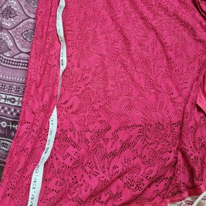 ≈** Trendy Pink Net Kurti With Lace**