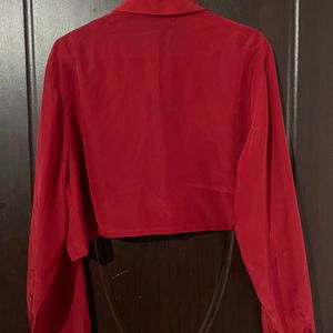 Maroon Cropped Collar Shirt