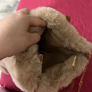 Brown Fluffy Sling Bag