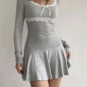 Newme Grey Lacy Mini Dress | Extra Small XS