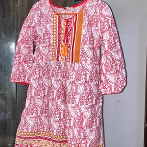Red And White Short Kurti For Women