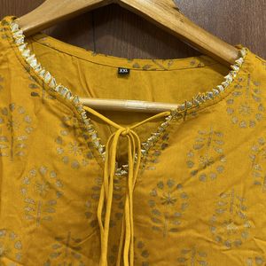 Heavy Yellow Kurta, Palazzo With Up Down Sleeves