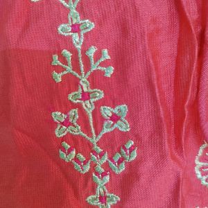 Beautiful CORAL kurta With Golden Thread Work