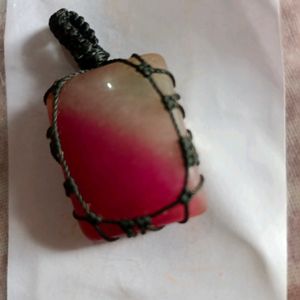 Pink And White Onyx Agate Pendant