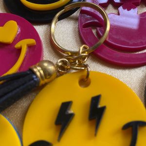 Set Of 10 Smiley Keychains