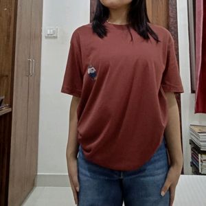 Oversized Tshirt In Brown Colour