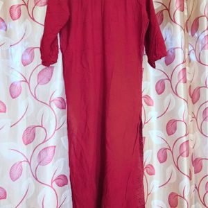 Maroon Chikenkari Kurta