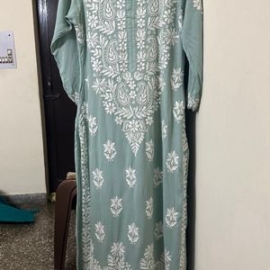 Dusty Green Chikankari Kurta