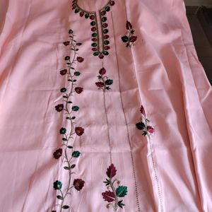 Embroided Peach Suit Fabric