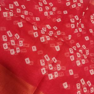 Red Bhandej Saree