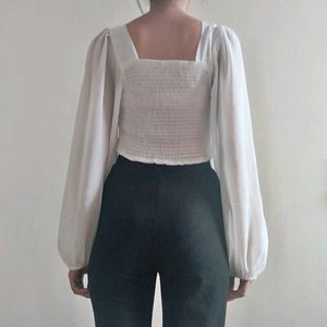 Crochet Crop Top/ Korean Style Pletted Skirt