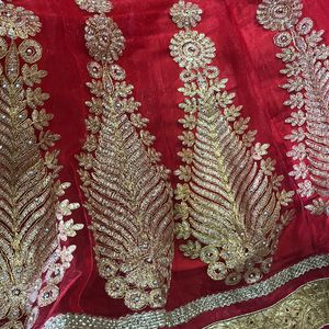 Unstitched Red Lengha