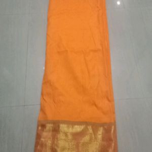 Yellow Saree And Stiched Blouse