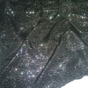 Black Shimmery High Neck Self Design Top