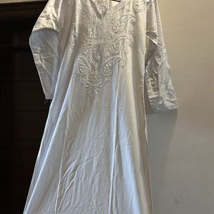 White Kurti With Embroidery Work